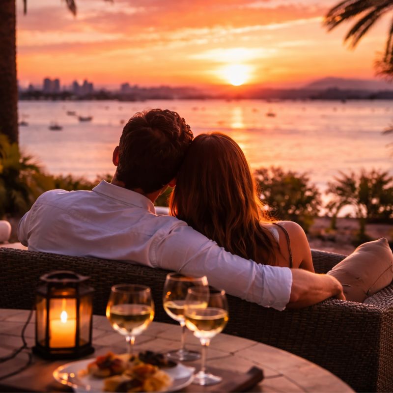 Atardecer en La Manga con ambiente romántico Atardecer en La Manga con ambiente romántico